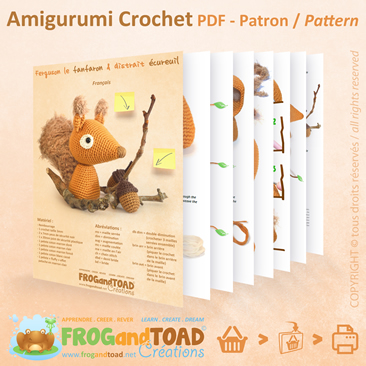 CHIBI - Squirrel & Acorns / Ecureuil & Glands - Amigurumi Crochet - Patron / Pattern - FROG and TOAD Créations